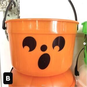 Vintage 1986 McDonalds McBoo Halloween Candy Bucket Orange Pumpkin Ghost